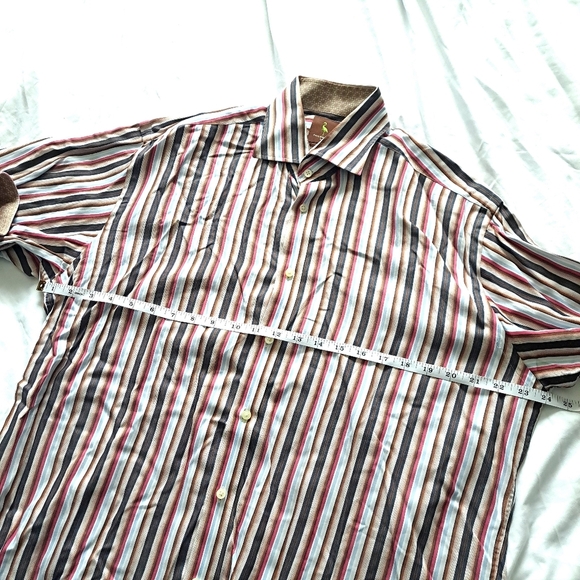 Tailorbyrd| Men's Striped button down collared Shirt - Multicolor - Picture 8 of 8